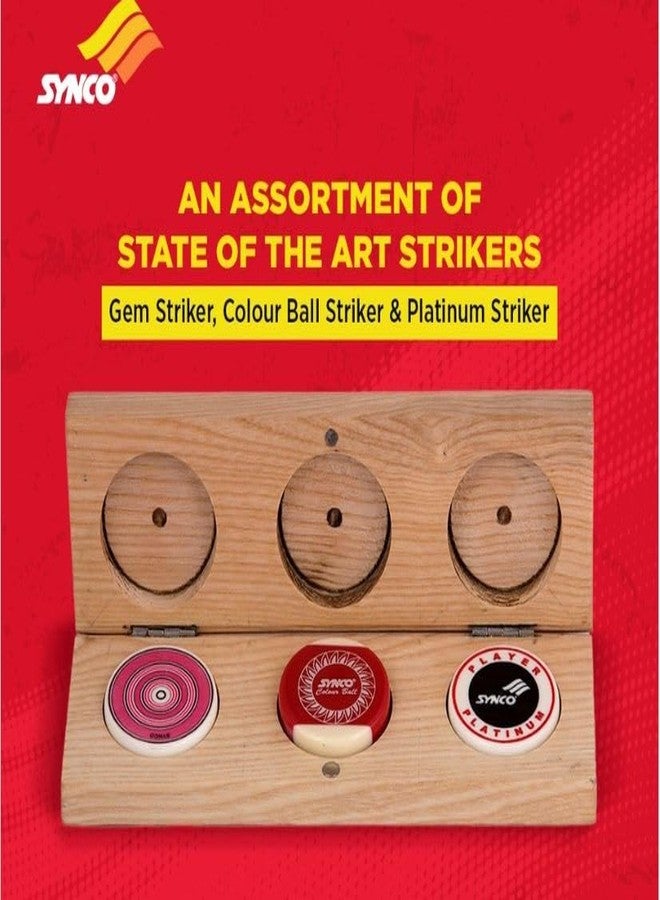 Synco Wooden Carrom Coins Set with Carrom Striker Professional 15g Combo Set, (Collector Edition Set of 3 Striker with Premia Coins - Ashwood Box) - Image 3